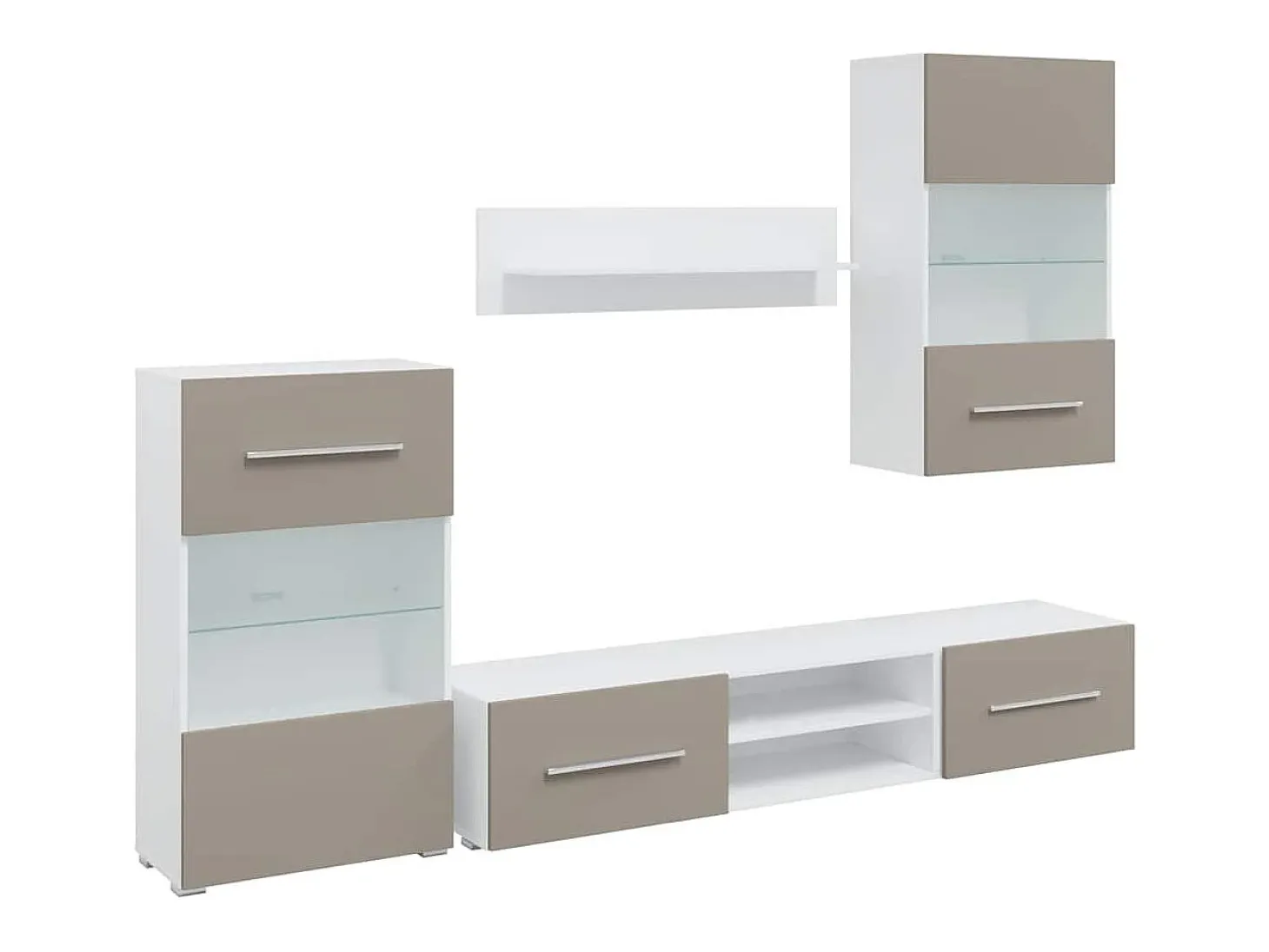 Muebles para TV 5 piezas con iluminación LED gris piedra