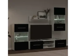 Muebles para TV 5 piezas con iluminación LED negra mate
