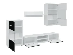 Muebles para TV 5 piezas con iluminación LED negra mate