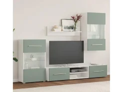 Muebles para TV 5 piezas con iluminación LED verde oliva