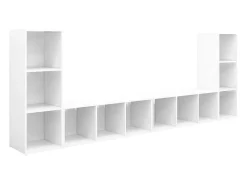 Muebles para TV 4 uds madera contrachapada blanco 107x35x37 cm