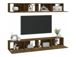 Muebles TV 4 piezas roble ahumado 100x30x30 cm ES80104