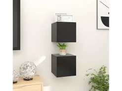 Muebles TV de pared 2 uds negro 30,5x30x30 cm ES89488