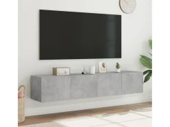 Muebles TV de pared luces LED 2 uds gris hormigón 80x35x31 cm ES53358