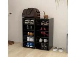 Muebles zapateros 2 uds madera contrachapada negro 31,5x35x70cm ES149561