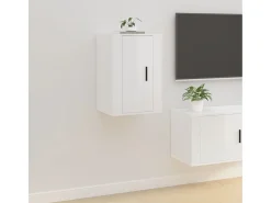 Murk Mueble para TV de pared blanco brillante 40x34,5x60 cm