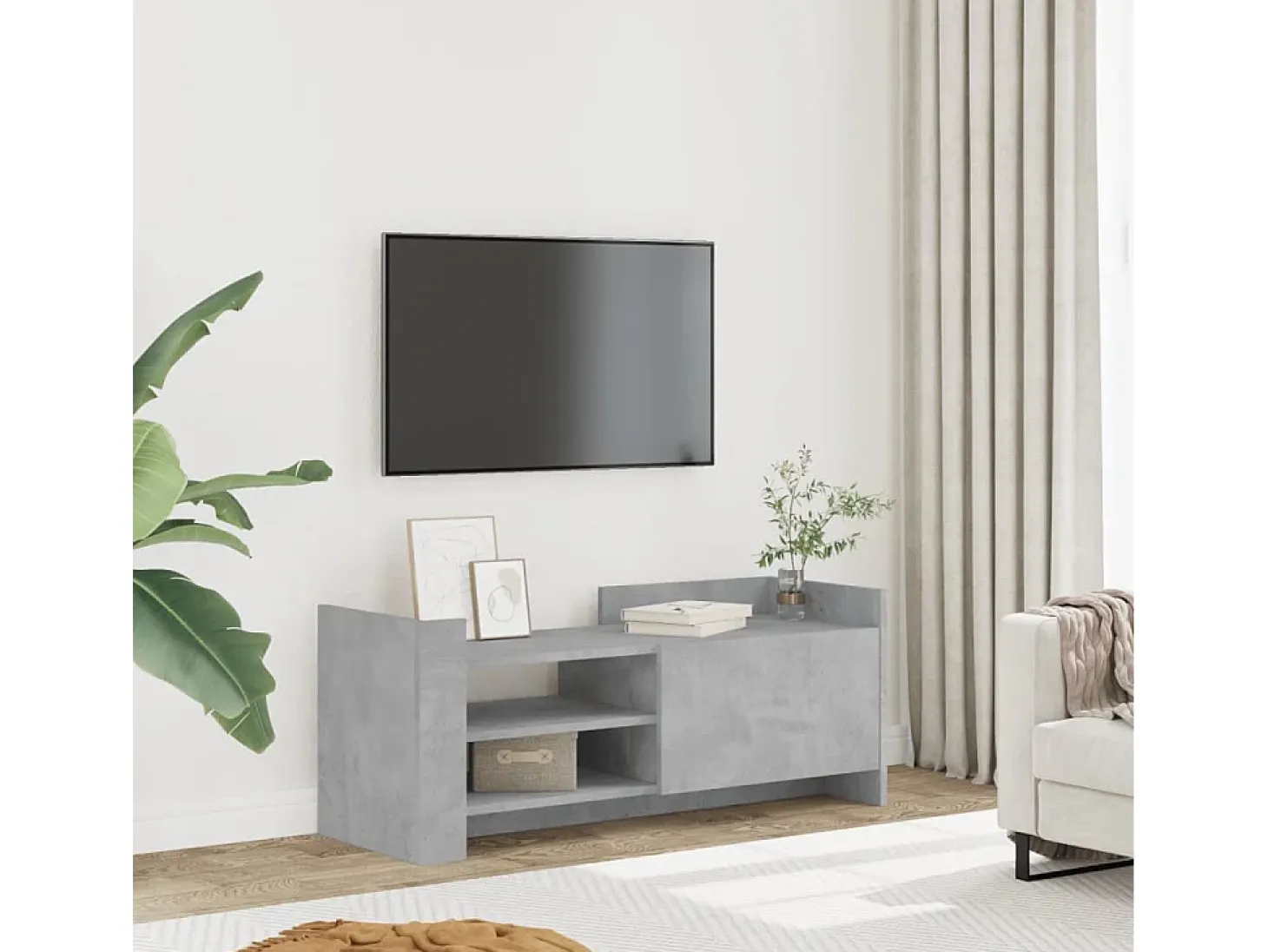 Nando Mueble para TV contrachapada gris hormigón 100x35x40 cm