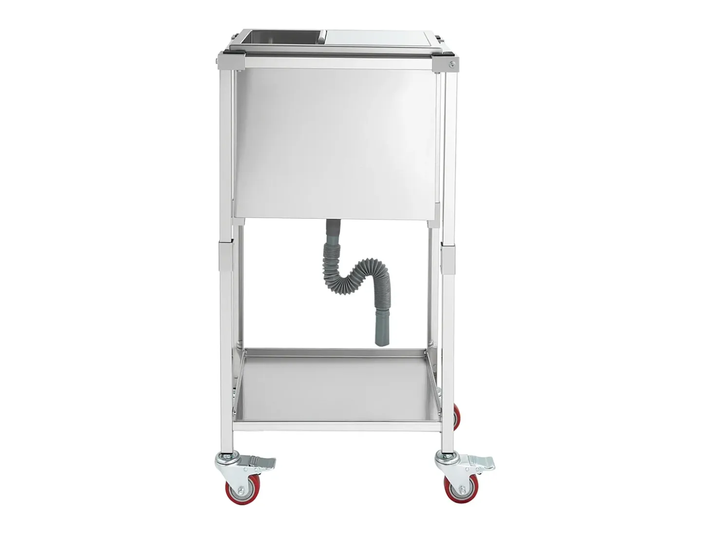 Nevera con Ruedas SucceBuy, 51 x 36 x 97 cm, Depósito de Hielo Integrado de Acero Inoxidable con Estante, 28 L, para Patio, Jardín, Bar y Restaurante