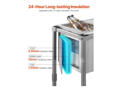 Nevera con Ruedas SucceBuy, 51 x 36 x 97 cm, Depósito de Hielo Integrado de Acero Inoxidable con Estante, 28 L, para Patio, Jardín, Bar y Restaurante