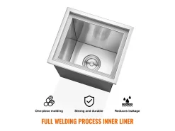 Nevera Empotrada SucceBuy, 35,6 x 30,5 x 45,7 cm, Hielera de Acero Inoxidable con Tapa