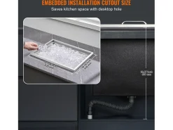 Nevera Empotrada SucceBuy, 56 x 43 x 30 cm, Hielera de Acero Inoxidable con Tapa, Cubeta de Hielo