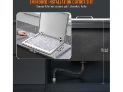 Nevera Empotrada SucceBuy, 71 x 40 x 43 cm, Acero Inoxidable con Tapa, Barra de Helados para Cocina Exterior