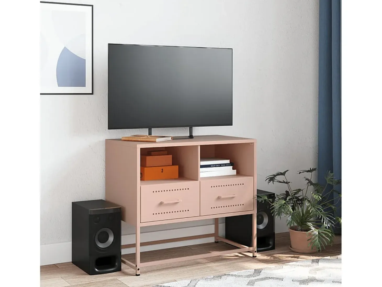 Nicholas Mueble para TV de acero rosa 68x39x60,5 cm