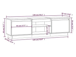 Njorir Mueble de TV de madera maciza de pino 140x35x40 cm