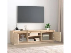 Njorir Mueble de TV de madera maciza de pino 140x35x40 cm