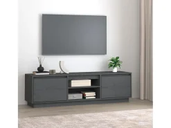 Njorir Mueble de TV de madera maciza de pino gris 140x35x40 cm