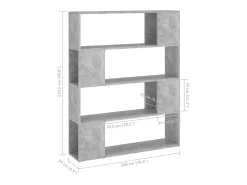 Norman Estantería divisor de espacios gris hormigón 100x24x124 cm