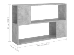 Norman Librería de madera contrachapada gris hormigón 100x24x63 cm