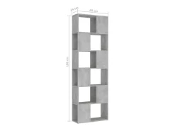 Norman Librería separador contrachapada gris hormigón 60x24x186 cm