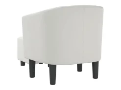 Nykøbing Mors Sillón con taburete cuero sintético blanco