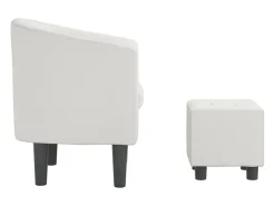 Nykøbing Mors Sillón con taburete cuero sintético blanco