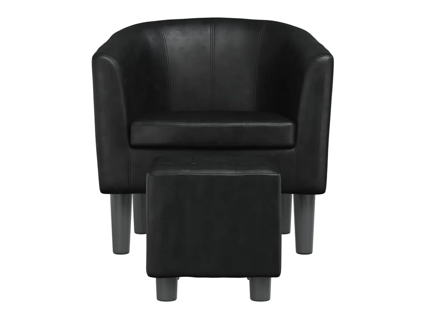 Nykøbing Mors Sillón con taburete cuero sintético negro