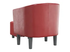 Nykøbing Mors Sillón diseño de cubo con reposapiés cuero sintético rojo tinto