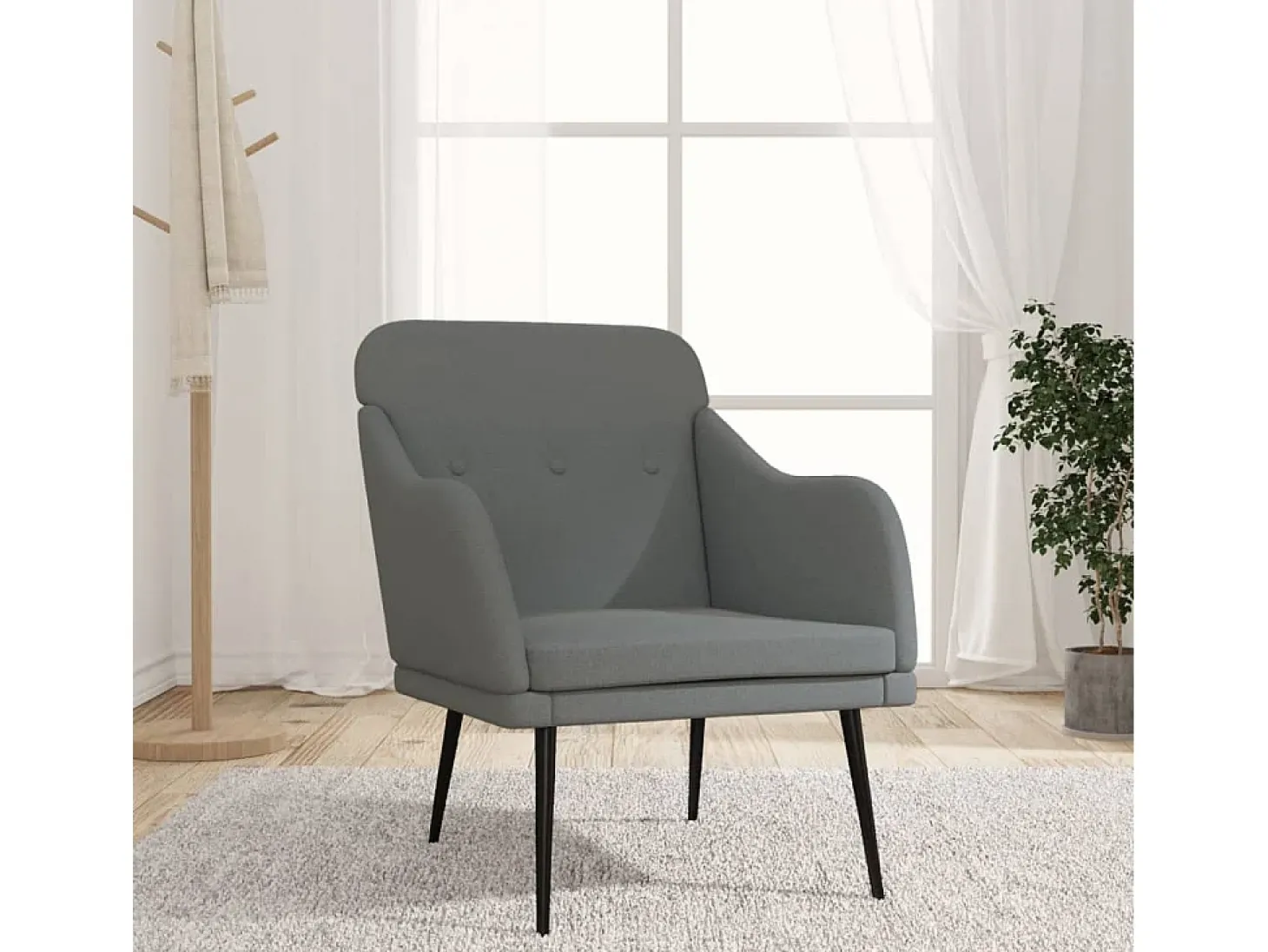 Nylra Sillón de tela gris oscuro 63x76x80 cm