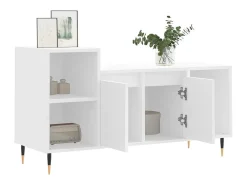 Nyrena Mueble para TV madera contrachapada blanco 100x35x55 cm