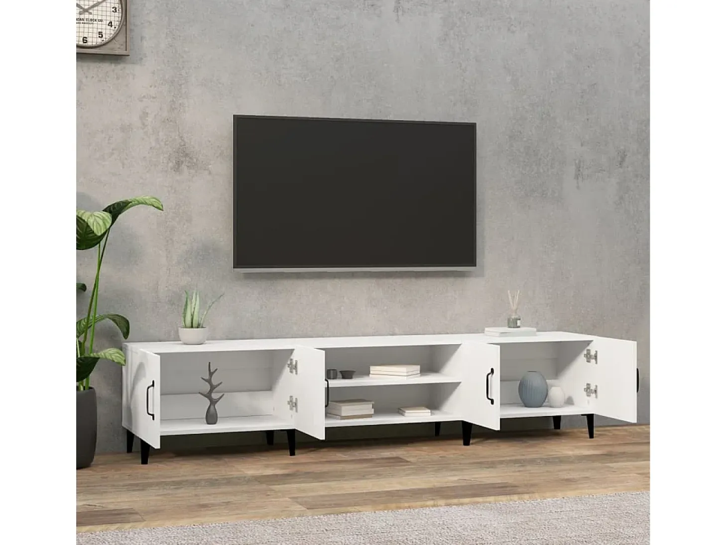 Odette Mueble de TV blanco 180x31,5x40 cm madera de ingeniería