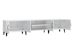 Odette Mueble de TV madera contrachapada blanco brillo 180x31,5x40 cm
