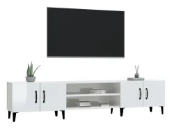 Odette Mueble de TV madera contrachapada blanco brillo 180x31,5x40 cm