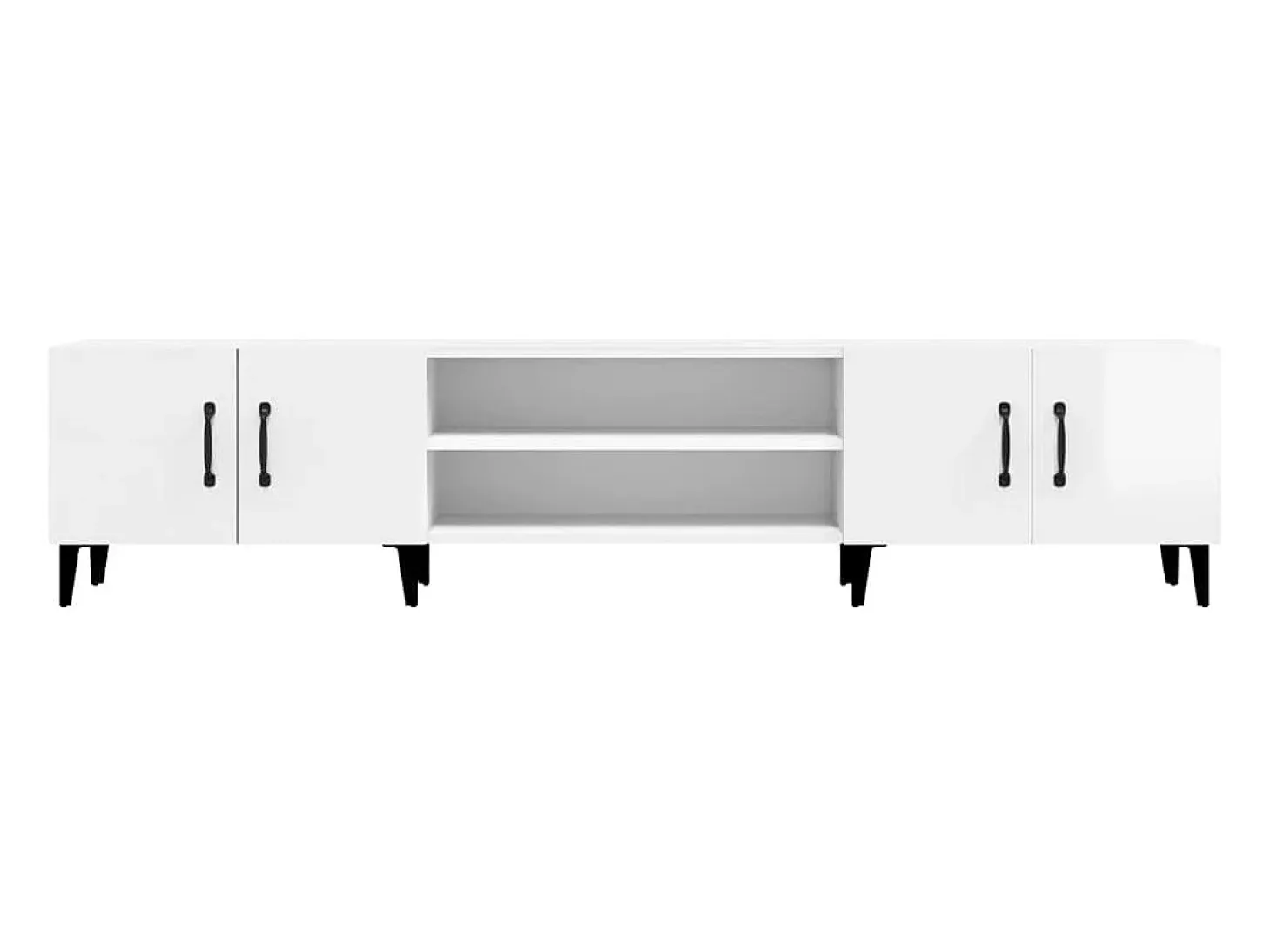 Odette Mueble de TV madera contrachapada blanco brillo 180x31,5x40 cm