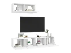 Olivia Mueble de TV 3 piezas de madera de ingeniería blanco