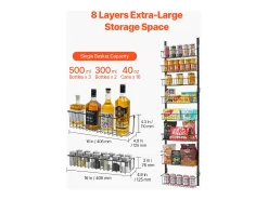Organizador de Despensa SucceBuy, con Estantes Colgantes de 8 Niveles, Negro, para Cocina, Despensa, Salón