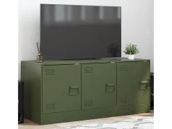 Ovdir Mueble de TV de acero verde oliva 99x39x44 cm
