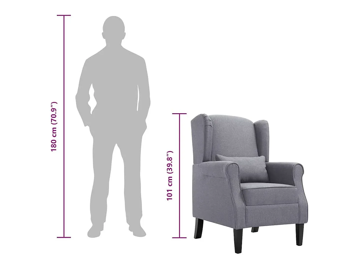 Ovrik Sillón de tela gris oscuro
