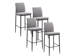 Pack de 4 taburetes altos de 108x43x48 cm tapizados antimanchas en color gris Estor