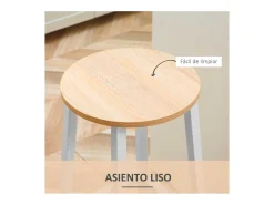 Pack de 2 taburetes altos de cocina Homcom blanco/natural 65x32,5x32,5 cm