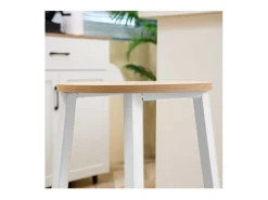 Pack de 2 taburetes altos de cocina Homcom blanco/natural 65x32,5x32,5 cm