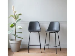 Pack de 2 taburetes de bar vintage LUCIEN color gris oscuro Altura del asiento 65cm