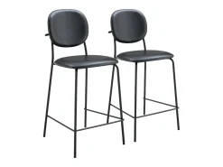 Pack de 2 taburetes de bar EDMOND de polipiel negra - HAPPY GARDEN