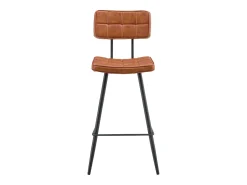Pack de 2 taburetes de bar FERNAND de polipiel color coñac - HAPPY GARDEN