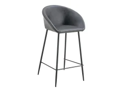Pack de 2 taburetes de bar ACHILLE de polipiel gris oscura - HAPPY GARDEN