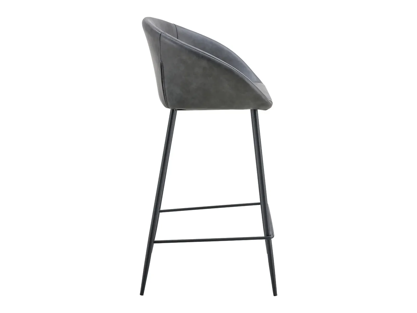 Pack de 2 taburetes de bar ACHILLE de polipiel gris oscura - HAPPY GARDEN