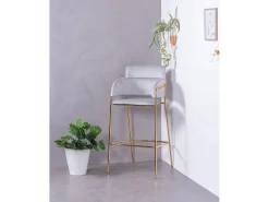 Pack de 2 taburetes de diseño tapizados en terciopelo - Cruiser - Gris