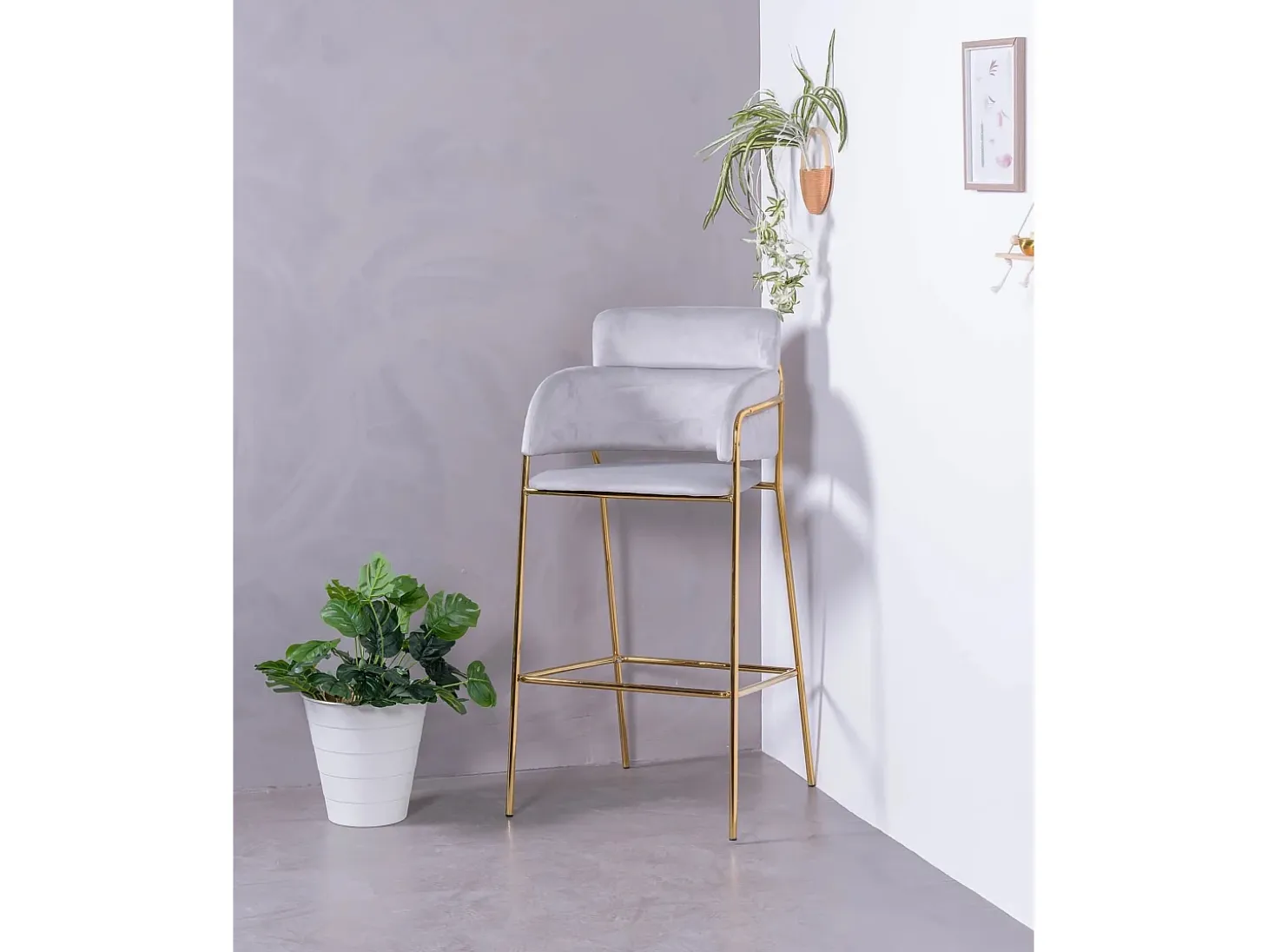 Pack de 2 taburetes de diseño tapizados en terciopelo - Cruiser - Gris