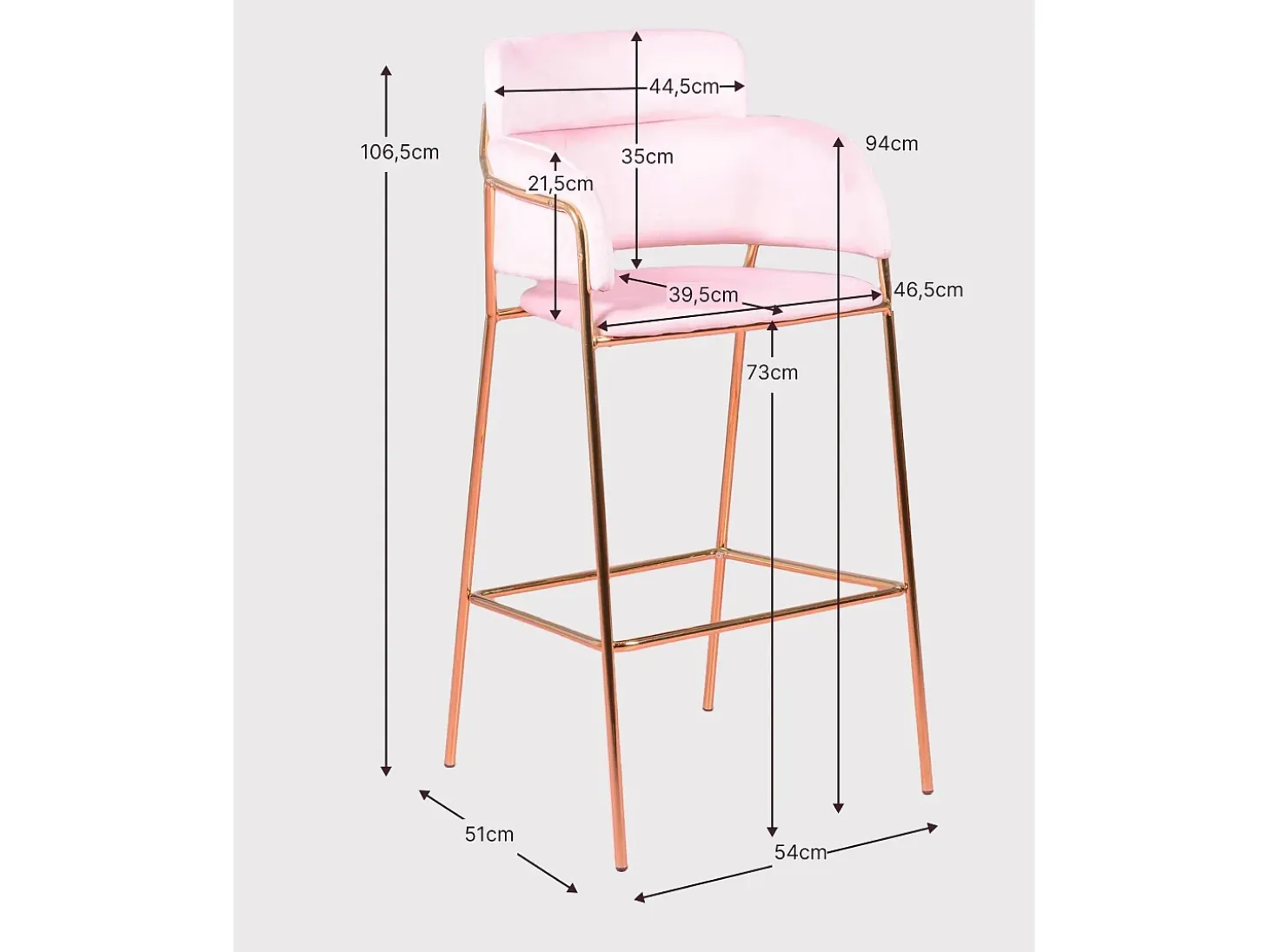 Pack de 2 taburetes de diseño tapizados en terciopelo - Cruiser - Gris