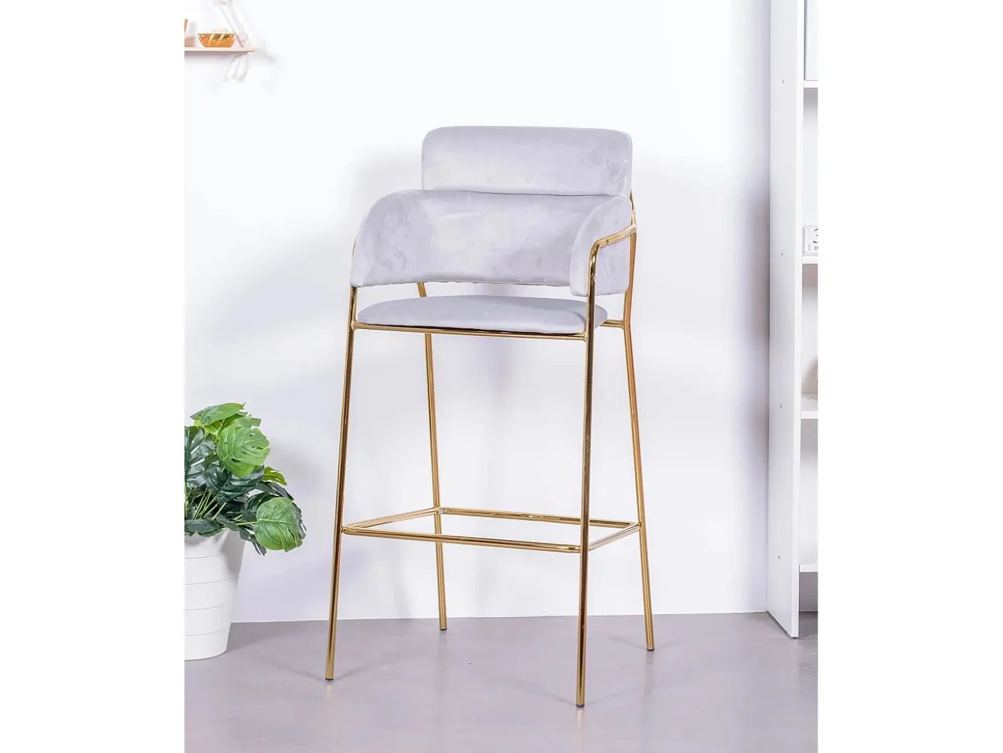 Pack de 2 taburetes de diseño tapizados en terciopelo - Cruiser - Gris