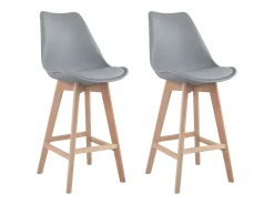 Pack de 2 taburetes escandinavos SVEN gris con cojín